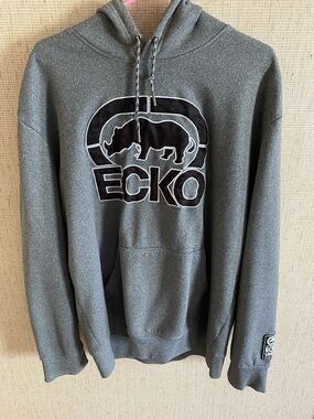 Ecko Unltd Gray Pullover Hoodie with Striped Detail Men’s XL